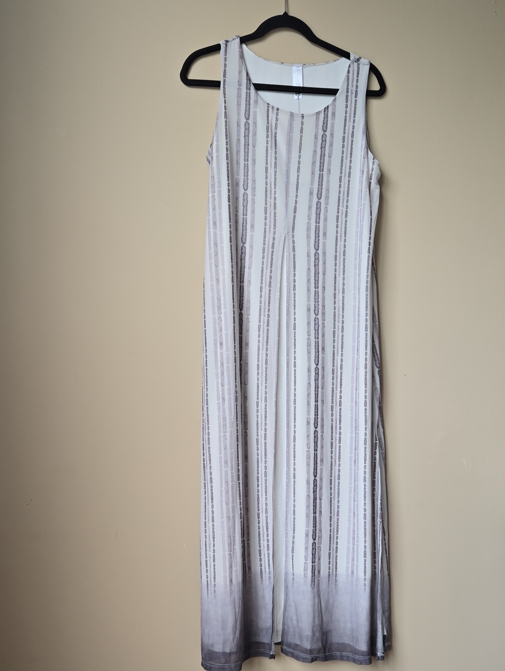 MarlaWynne White Maxi Dress with Gray Vertical Stripes
